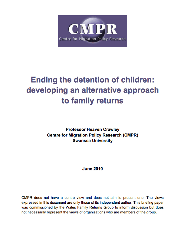 Ending the Detention of Children: Developing an alternative approach to family returns